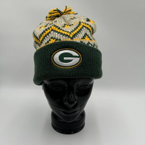 GREEN BAY PACKERS NFL  BEANIE STOCKING CAP KNIT  green yellow Pom Pom logo - Picture 1 of 7